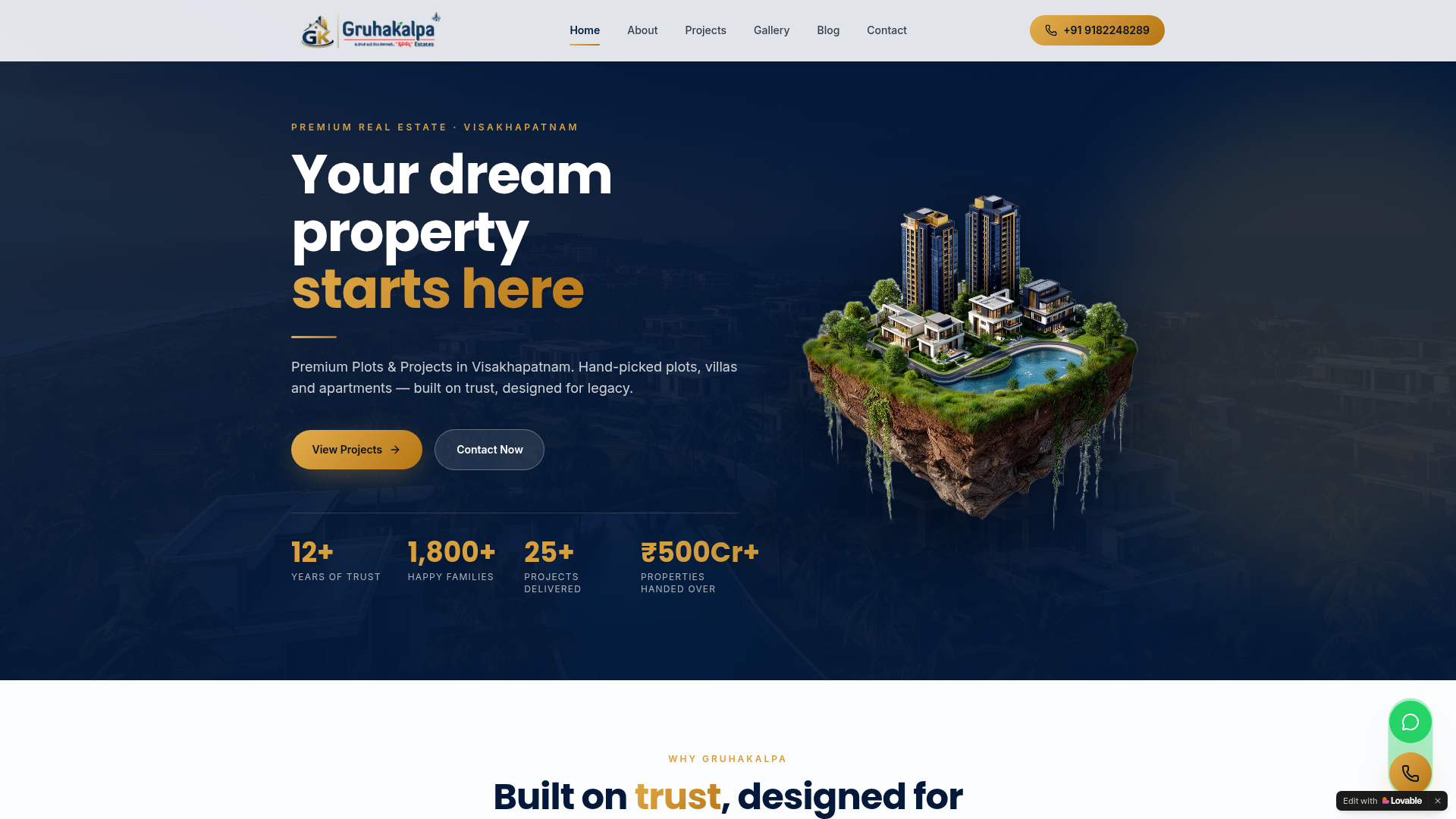 Gruhakalpa Estates website screenshot